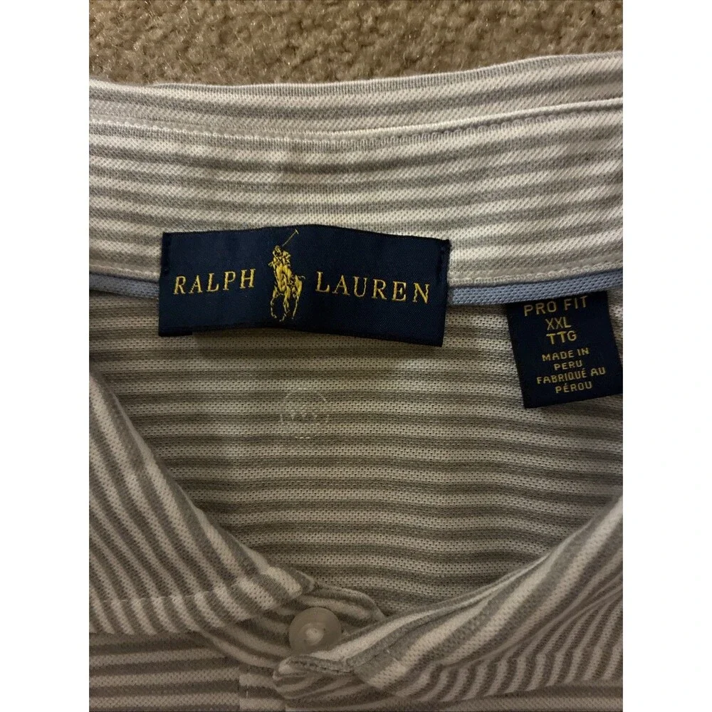 Ralph Lauren Pro Fit Men’s XXL Blue White Striped Polo Kiawah Ocean Course Golf